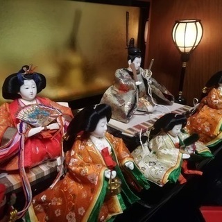 ひな人形　三段五人飾り 金屏風　