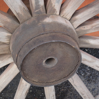 93 大八車の車輪① 木製 アンティーク オブジェ【モノ市場安城店】125