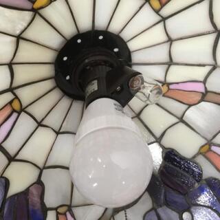 中古 yamagiwa ヤマギワ ヴィンテージステンドグラス照明 吊り下げ 紫