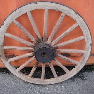 93 大八車の車輪② 木製 アンティーク オブジェ【モノ市場安城店】125