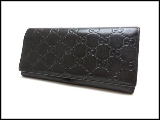 GUCCI グッチ グッチシマ レザー 二つ折り 長財布 233154 黒