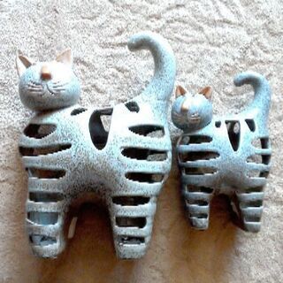 ねこちゃんの置物！お香典焚き？2体セット