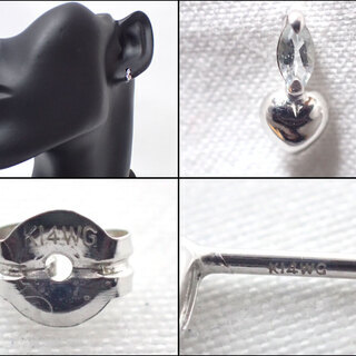 E314 K14WG 0.3g しずく ティアドロップ ハート ピアスの画像