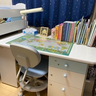 受け渡し決まりました。ロフトベット、机、椅子水色