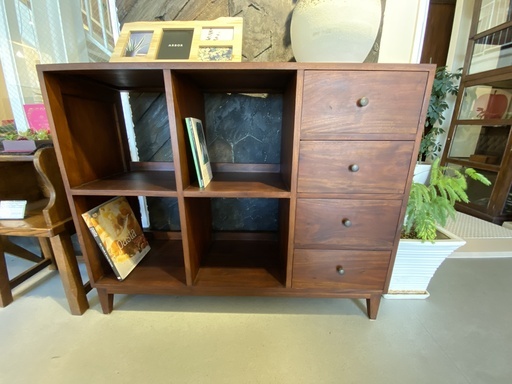 チェスト チェスト収納 引き出し付き 飾り棚 本棚 収納 茶 木製 中古品