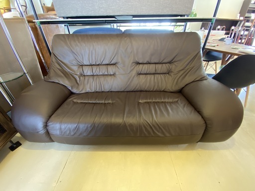 ソファ ハイバックソファ 2P 2.5P 茶 中古品