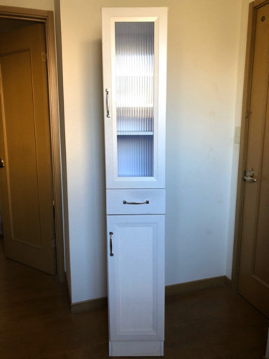 白い家具 キャビネット　レトロ　収納　可動棚