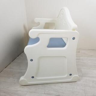 中古little tikes リトルタイクス ベンチ収納 おもちゃ箱 おもちゃの収納 ブルー系の画像