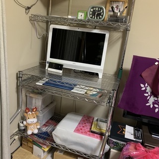 パソコン用　メタルラック　デスク　美品の画像