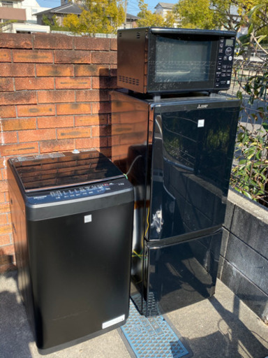 1人暮らし3点セット 冷蔵庫2018年 洗濯機2017年 レンジ2018年