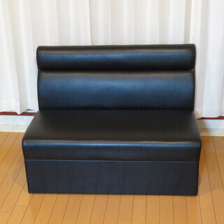 二人掛けソファー レザー ブラック 革 椅子 店舗 カフェなどに♪