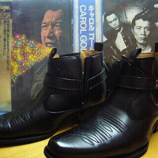 中古美品２７㎝合皮ウエスタンショートブーツ・キャロル・トラブル・...