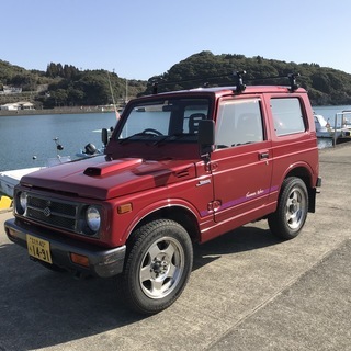  値下げ！！ジムニーJA11V　サマーウィンドウ　車検満タン　AC　オートマ　7万キロ　社外アルミ　キャリア　　の画像