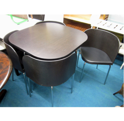 〇 札幌【IKEA 4人掛けダイニングセット FUSION】幅83cm 省スペース 分解＆組立て可能 ダイニング5点セット 食卓テーブルセット ダイニングテーブル イケア 本郷通店