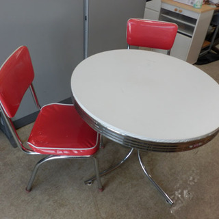 アメリカン ラウンドテーブル×チェア2セット ヴィンテージ レトロ