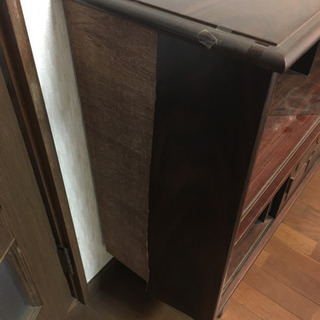 木製 茶棚 和家具 飾り棚 ガラス扉 引き出し 収納棚 和室 茶室 床の間 飾台の画像