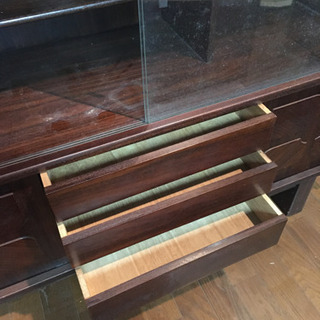 木製 茶棚 和家具 飾り棚 ガラス扉 引き出し 収納棚 和室 茶室 床の間 飾台の画像