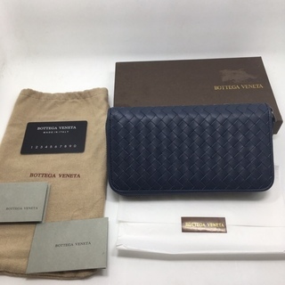 ボッテガヴェネタ 長財布 ラウンドファスナー 本革 BOTTEGA VENETA 正規品 NAVY