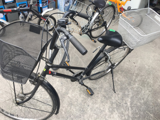 k32 自転車　黒　前後カゴ付き