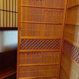 木製 竹製 衝立 竹簾屏風 パーテーション 4連