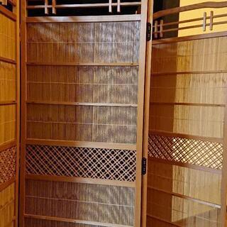 木製 竹製 衝立 竹簾屏風 パーテーション 4連