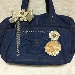 未使用デニムバックをリメイク　☆*:.｡. o(≧▽≦)o .｡...