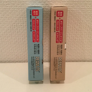新品 DHC 薬用 リップクリーム スヌーピー 2本セット PEANUTUS ブルー ベージュ 未使用の画像