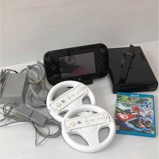 任天堂★Wii U 黒 32GB 本体一式 マリオカート8 ハンドル2個★セット