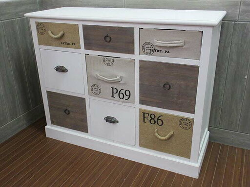 ss0843　木製　チェスト　3段　ホワイト　洋風　引出9杯　フレンチカントリー調　白　引出　柄違い　色違い　異素材　ミックス　タンス　箪笥　収納家具　小物収納　キャビネット