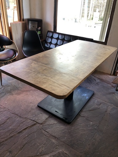 【一点モノ】　アンティーク/ダイニングテーブル/カフェ　木製天板×アイアン