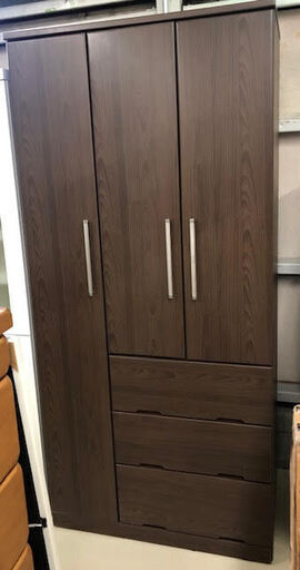 洋服ダンス 　チェスト  濃茶　シンプル　ブラウン　ハンガー　木製　ロッカー クローゼット 洋服ダンス タンス ワードローブ 　衣類収納　箪笥　GM009