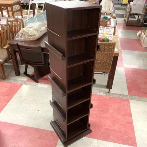 中古 店舗近郊送料格安 ハイタイプ 回転式本棚 ブラウン BR 多目的だな シェルフ 幅40cm×奥40cm×高148cm