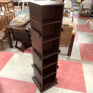 中古 店舗近郊送料格安 ハイタイプ 回転式本棚 ブラウン BR ...