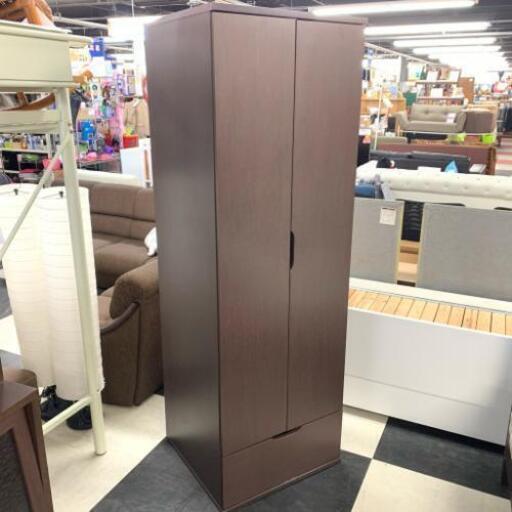 中古 店舗近郊送料格安 幅60cm スリム2枚扉洋服タンス ロッカータンス ブラウンBR 幅59cm×奥55cm×高180cm