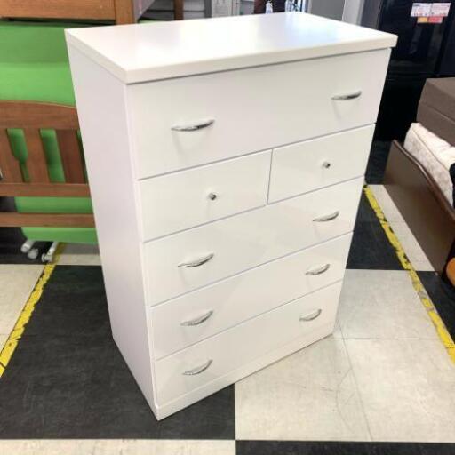 中古 店舗近郊送料格安 ホワイト系 4段チェスト 整理タンス WH 幅80cm×奥46cm×高118cm 3S235075