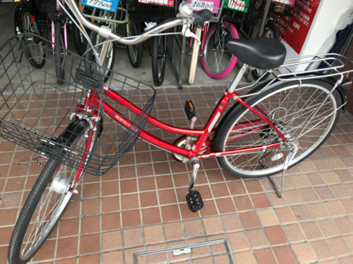 26インチ　6段変速　ledオートライト付き　レッド