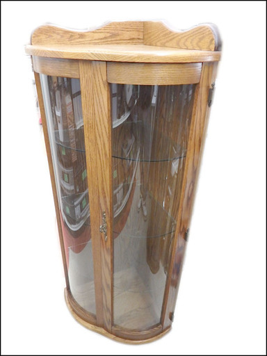 新札幌発/1ドアコレクションボード◆3段/キャビネット/アンティーク調/ライト付