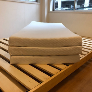 スノコダブルベッド　マットベッドパッド布団枕付き
