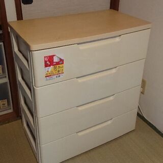 【無料・難有り】ウッドトップチェスト4段ホワイト