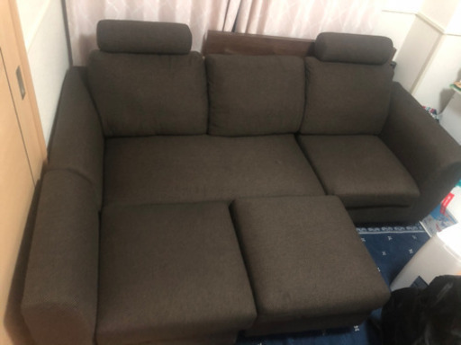 3人掛け コンパクトカウチソファオットマンヘッドレスト