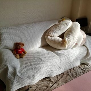 ニトリソファ　3人掛け　ほぼ未使用品　色：ターコイズブルー