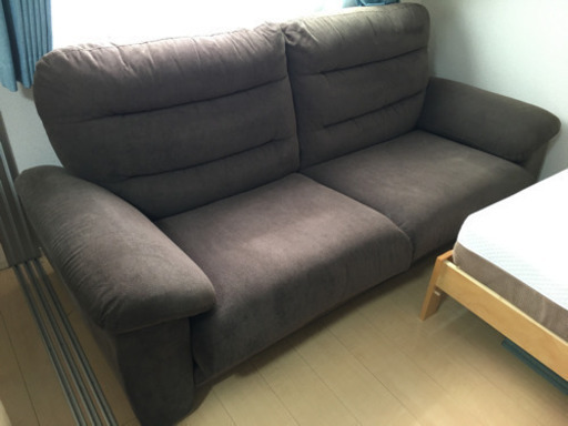 3人用ソファ　ブラウン　ファブリック