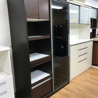 ダークブラウン 食器棚 上部ガラス扉付き フルニコ 食器棚 ダークブラウン FUL-1255DGHDK 幅57cm 高さ119cm