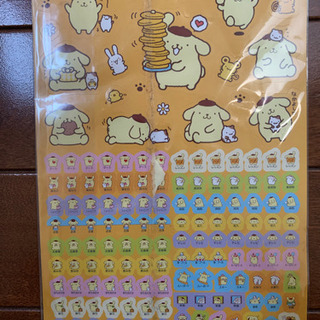【新品】ウチワ　キティ&ポムポムプリン&ポムポムプリンシールの画像