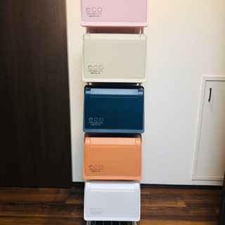 中古　ゴミ箱 分別 縦型 21L×5段 キャスター付きコンテナスタイル5 ダストボックス 5分別 ペールワゴンの画像
