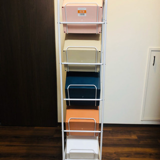 中古　ゴミ箱 分別 縦型 21L×5段 キャスター付きコンテナスタイル5 ダストボックス 5分別 ペールワゴンの画像