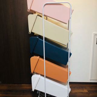 中古　ゴミ箱 分別 縦型 21L×5段 キャスター付きコンテナスタイル5 ダストボックス 5分別 ペールワゴンの画像