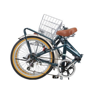 3/8まで！【新品同様】キャプテンスタッグ 折りたたみ自転車 FDB206  ダークグリーンの画像