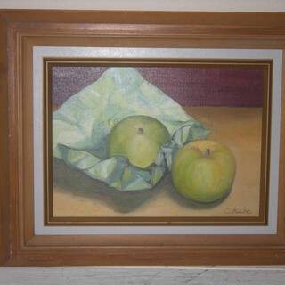 油彩　額入り　静物画