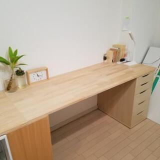 DIYデスク(引き出しユニット+棚+パイン材天板)